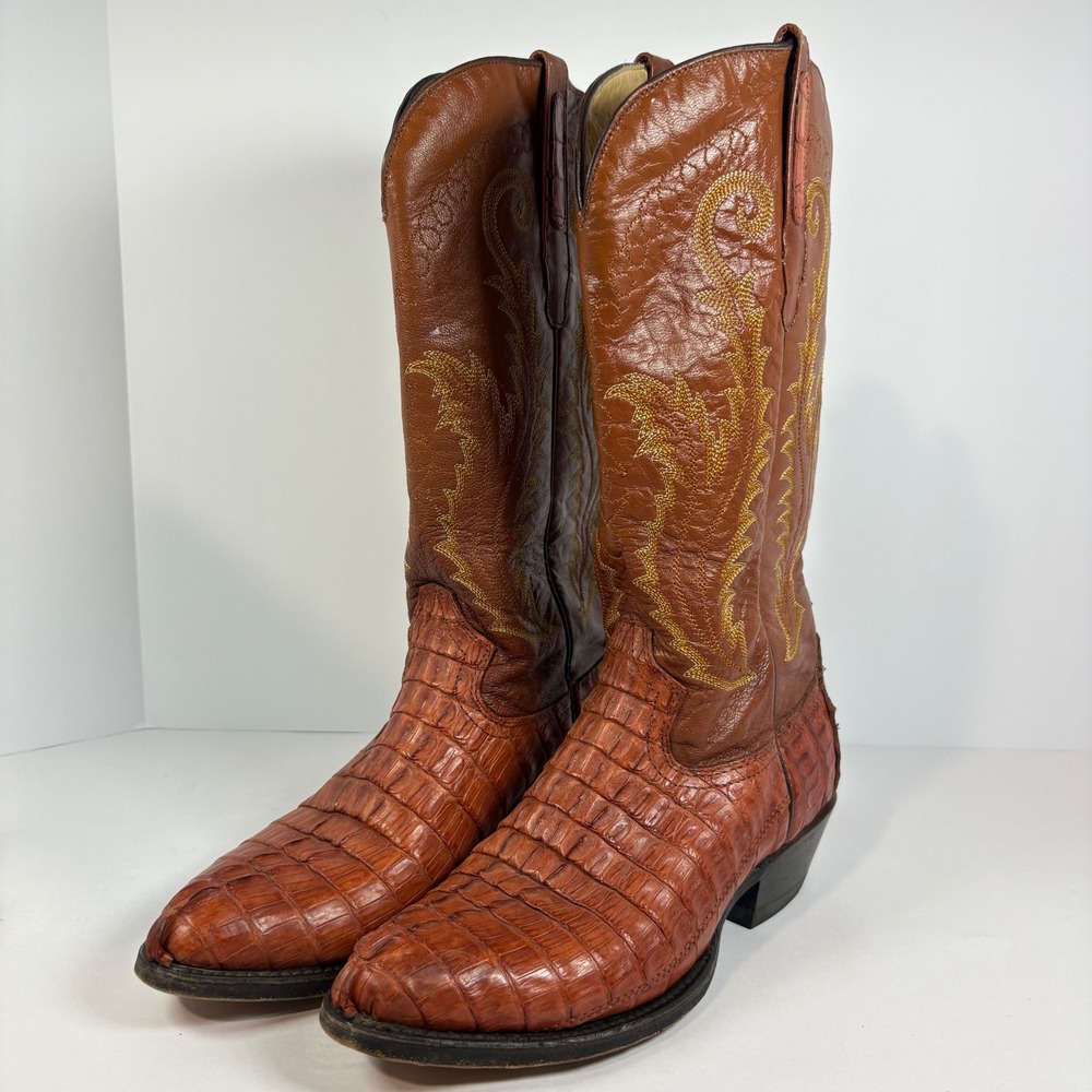Corral Boots 7.5M Genuine Cayman Fuscus Alligator Exotic Cowboy Western